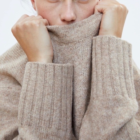 Zara Oversized Oatmeal Crewneck Sweater - Picture 4 of 8